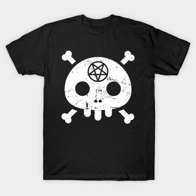 Cute Goth Pentagram Skull T-Shirt by MeatMan